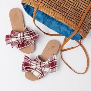 BROTHER VELLIES Burgundy Stripe Topanga Picnic Canvas Burkina Slide Sandals